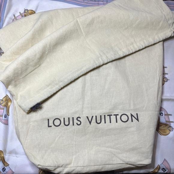 LOUIS VUITTON GIANT Tall Cream Dust Bag Drawstring Authentic Brown Lettering - Picture 1 of 7